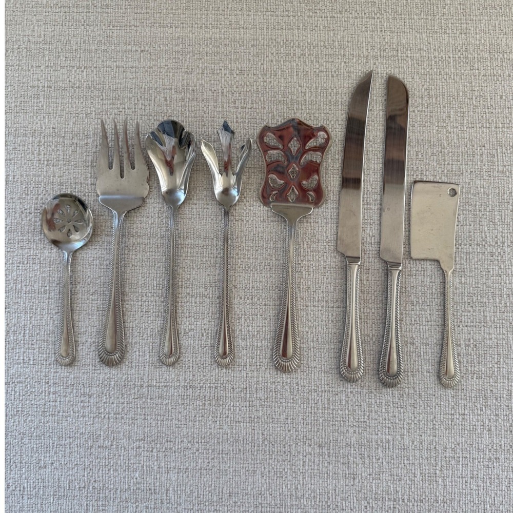 8 PC. *RSVP* HOSTESS SERVICE STAINLESS WICKHAM-ALDRIDGE Glossy 18/10 Stainless